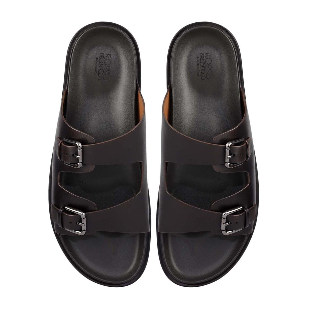 Brown Double Strap Buckle Sliders