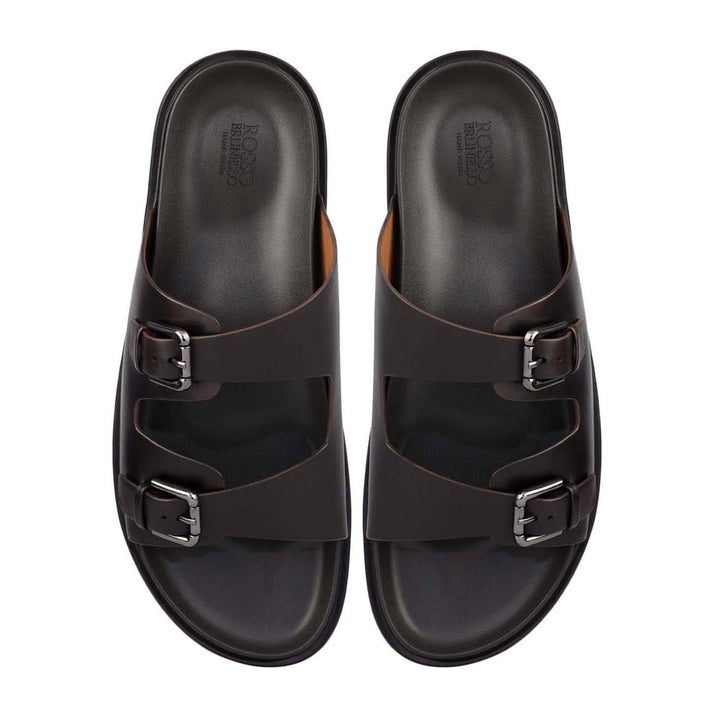 Brown Double Strap Buckle Sliders