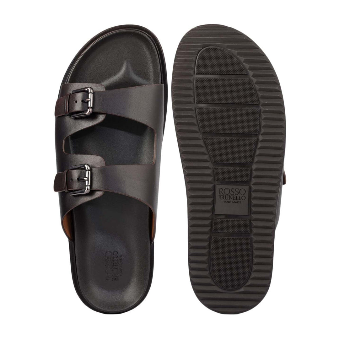 Brown Double Strap Buckle Sliders