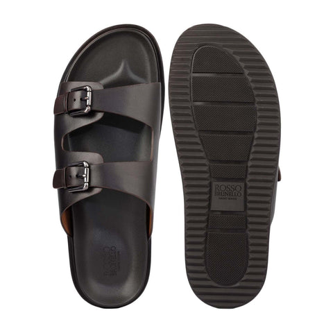 Brown Double Strap Buckle Sliders