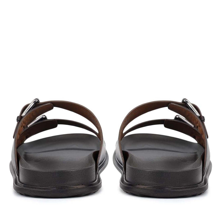 Brown Double Strap Buckle Sliders