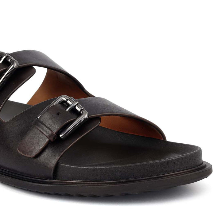 Brown Double Strap Buckle Sliders