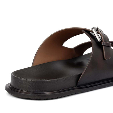 Brown Double Strap Buckle Sliders