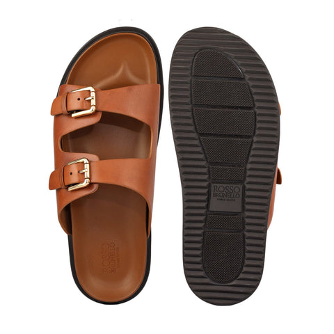 Tan Double Strap Buckle Sliders