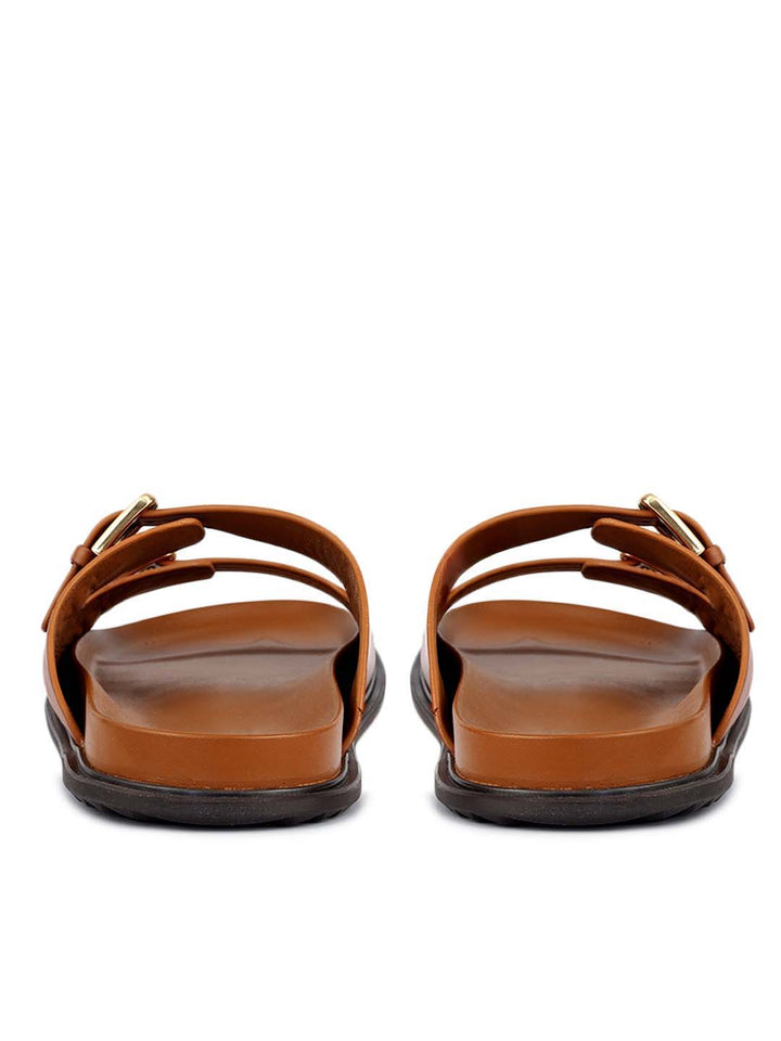 Tan Double Strap Buckle Sliders