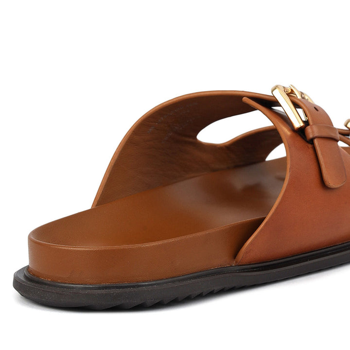 Tan Double Strap Buckle Sliders
