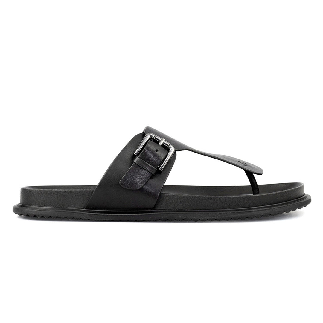 Black Thong Buckle Sliders