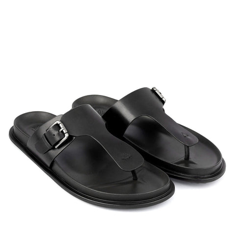 Black Thong Buckle Sliders