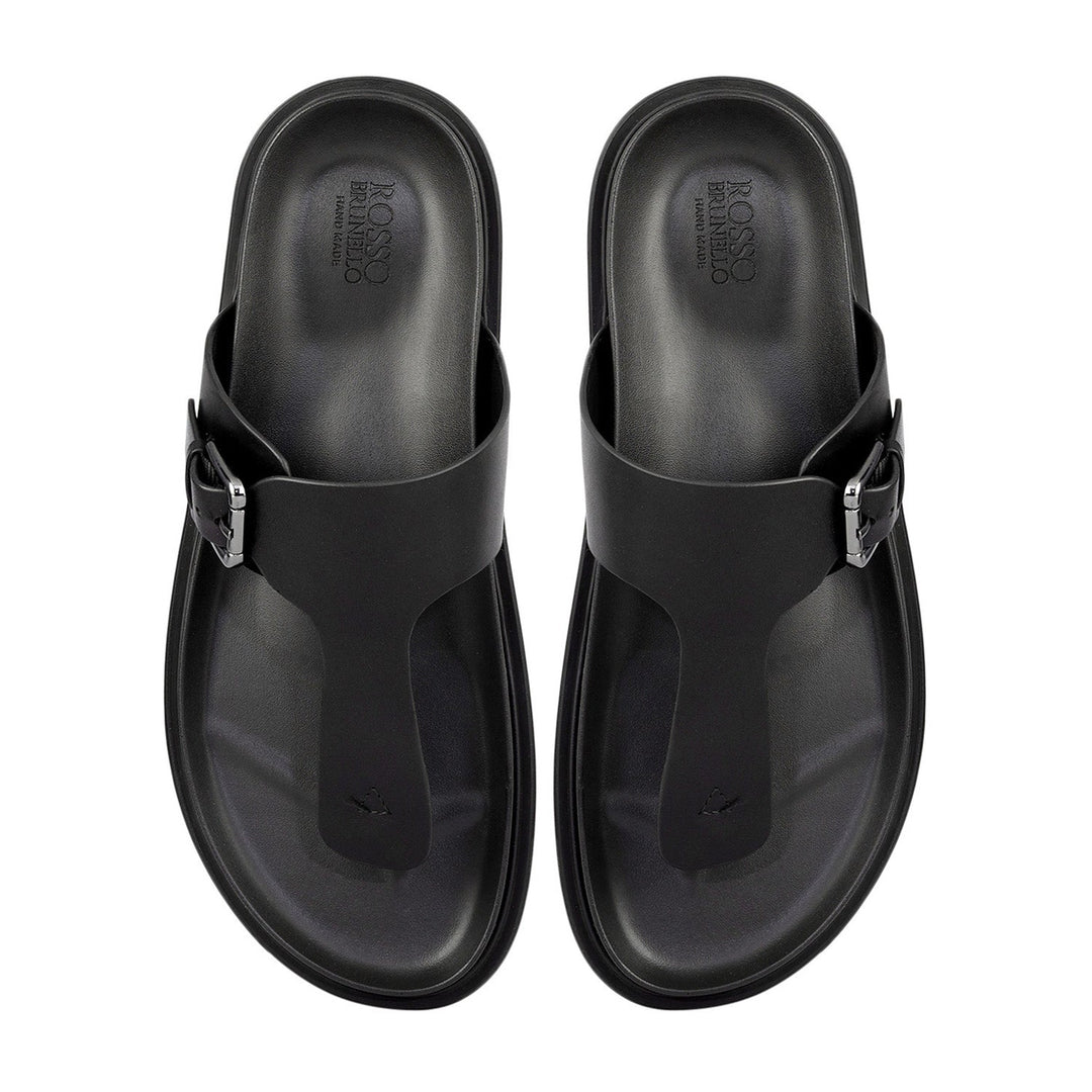 Black Thong Buckle Sliders