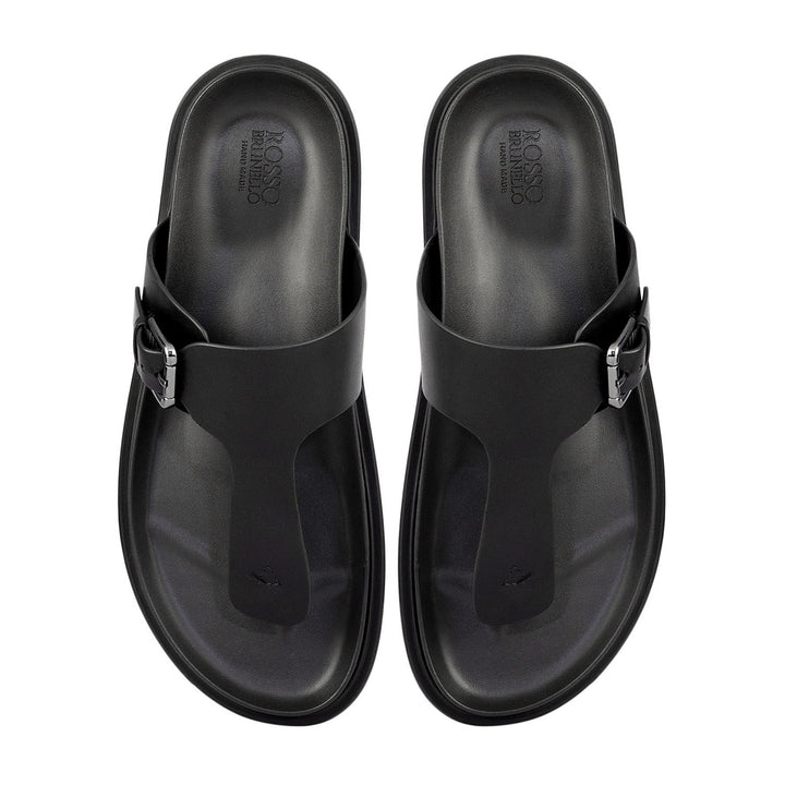 Black Thong Buckle Sliders