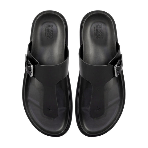 Black Thong Buckle Sliders