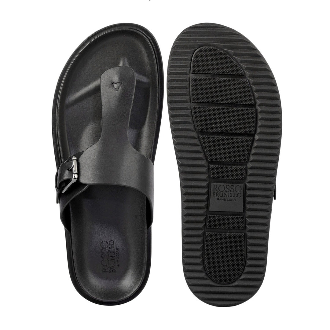 Black Thong Buckle Sliders