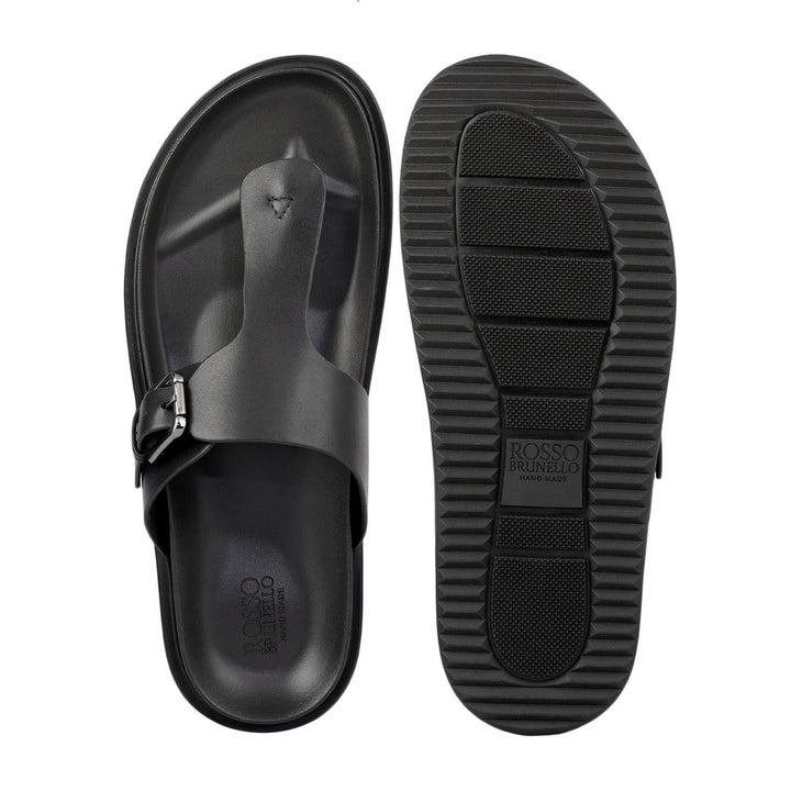 Black Thong Buckle Sliders