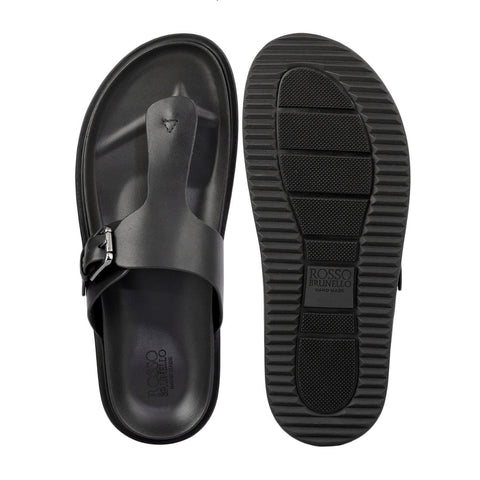 Black Thong Buckle Sliders