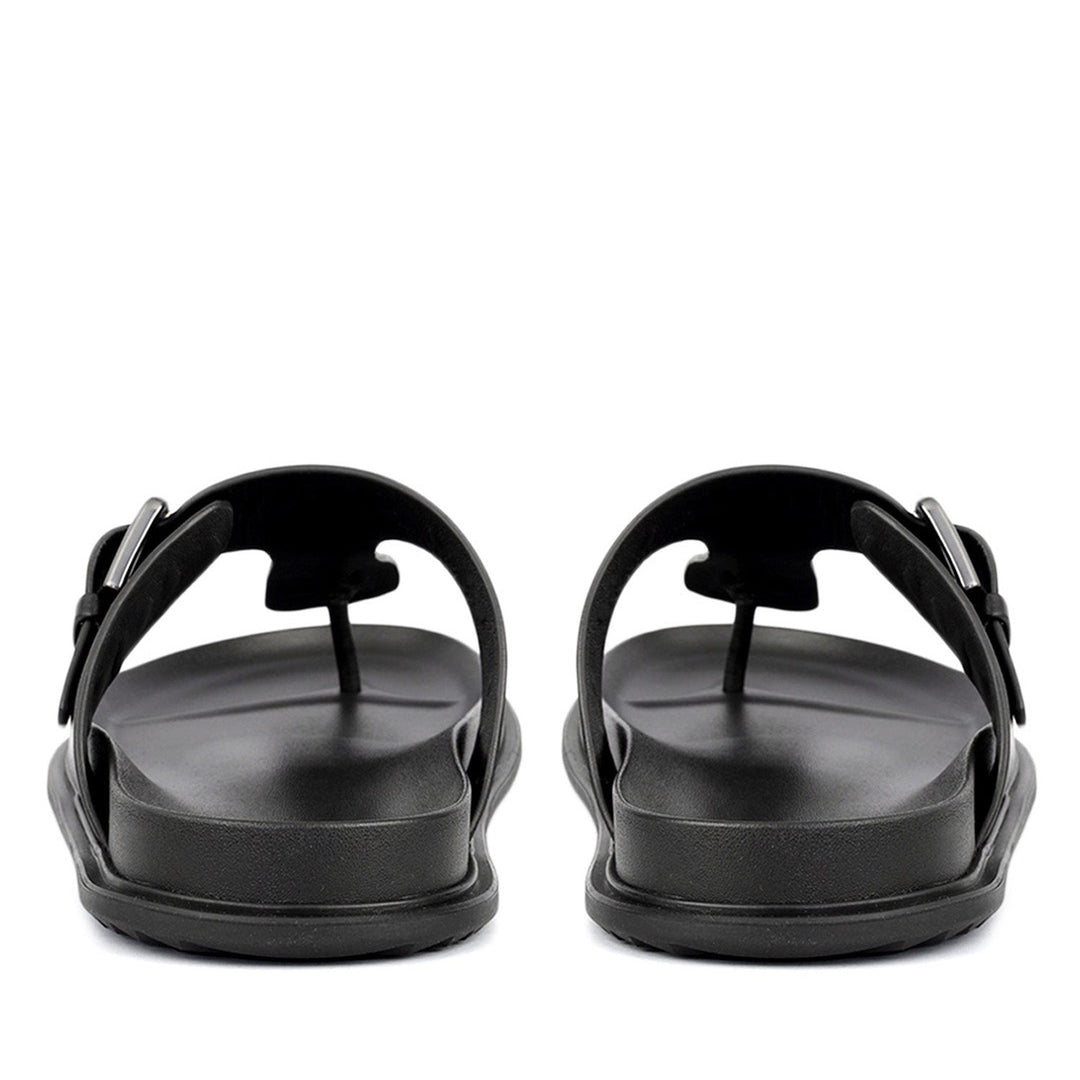 Black Thong Buckle Sliders