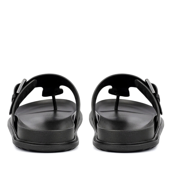 Black Thong Buckle Sliders