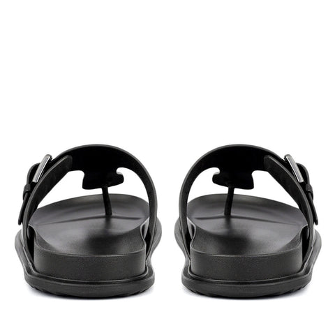 Black Thong Buckle Sliders