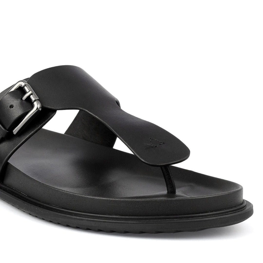 Black Thong Buckle Sliders
