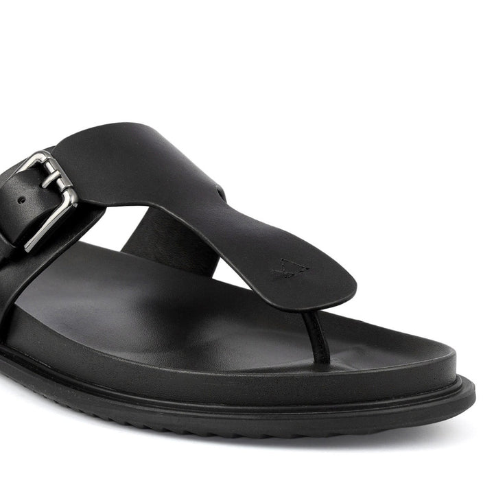 Black Thong Buckle Sliders