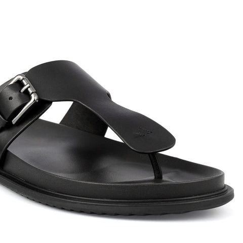 Black Thong Buckle Sliders