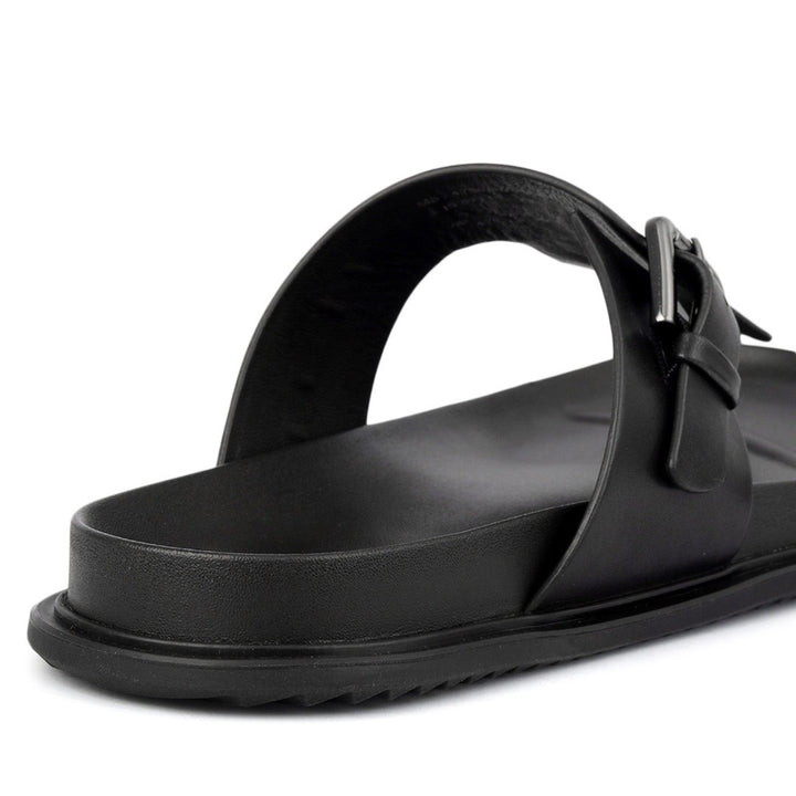 Black Thong Buckle Sliders