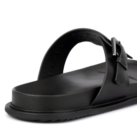 Black Thong Buckle Sliders