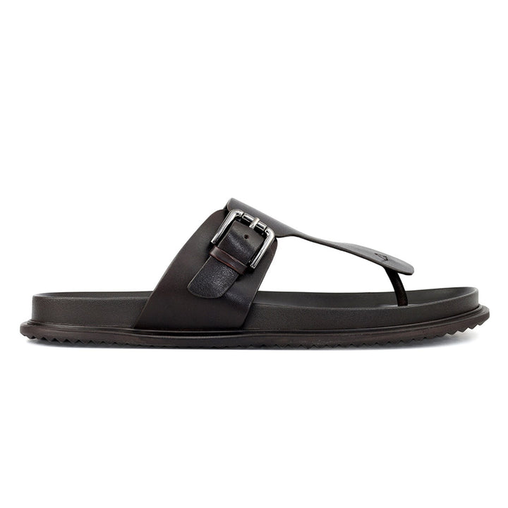 Brown Thong Buckle Sliders