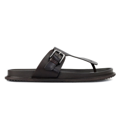 Brown Thong Buckle Sliders