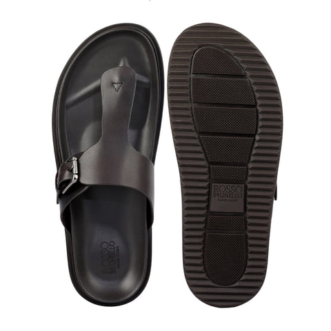 Brown Thong Buckle Sliders