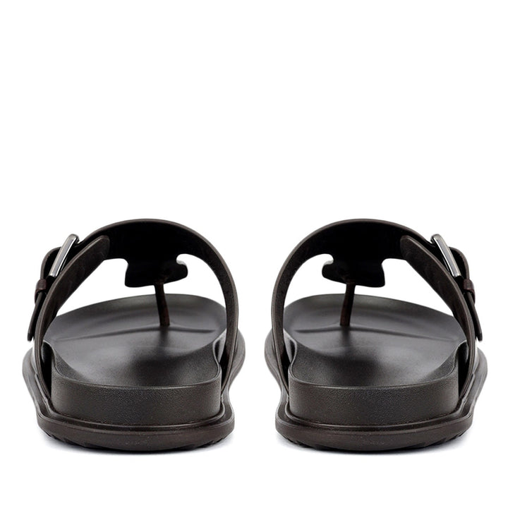 Brown Thong Buckle Sliders