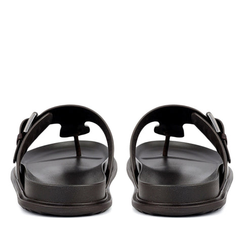 Brown Thong Buckle Sliders