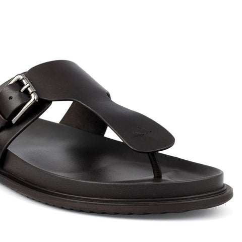 Brown Thong Buckle Sliders