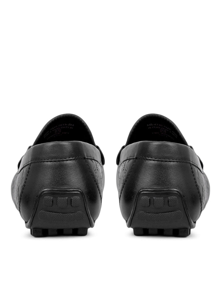 Black Leather Moccasins With Panel