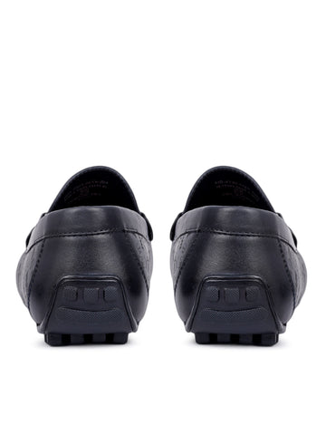 Blue Leather Moccasins With Panel