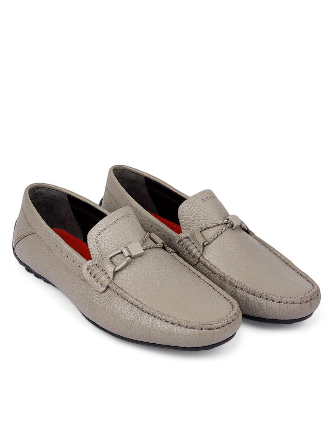 Grey Moccasins with Braided Accent