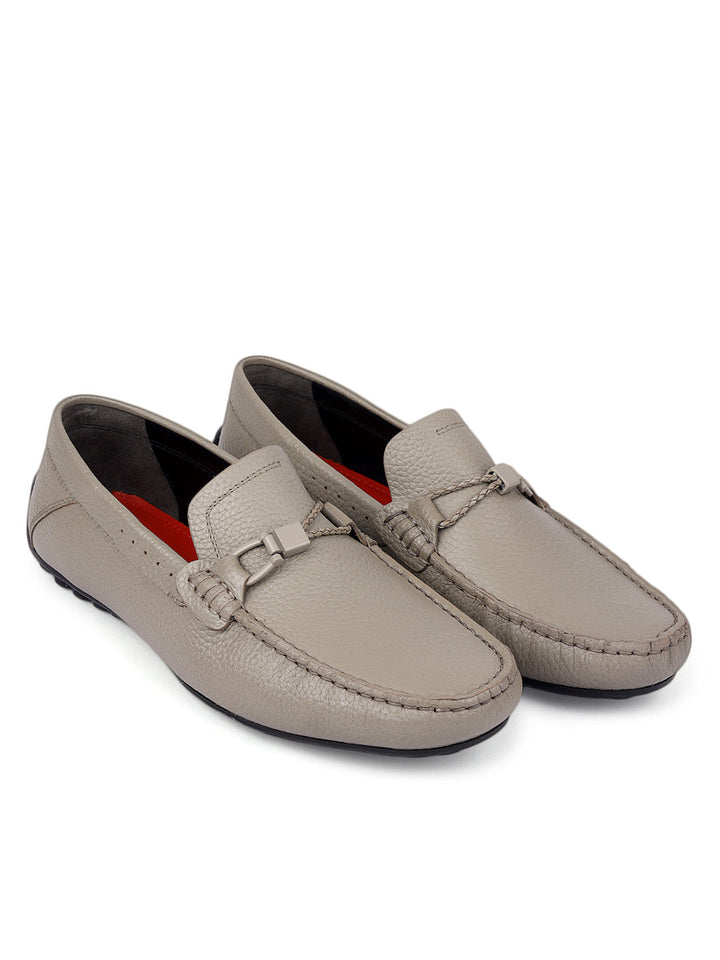 Grey Moccasins with Braided Accent