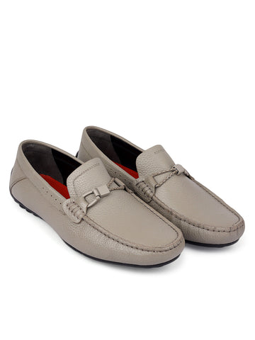 Grey Moccasins with Braided Accent