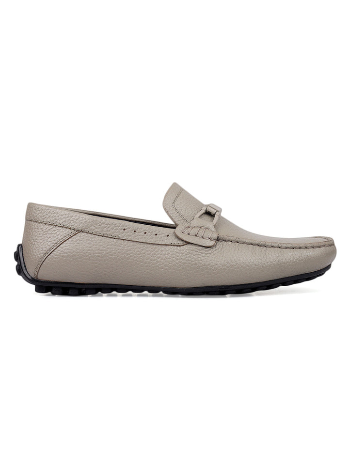 Grey Moccasins with Braided Accent