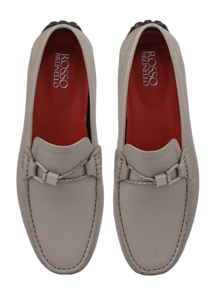 Grey Moccasins with Braided Accent
