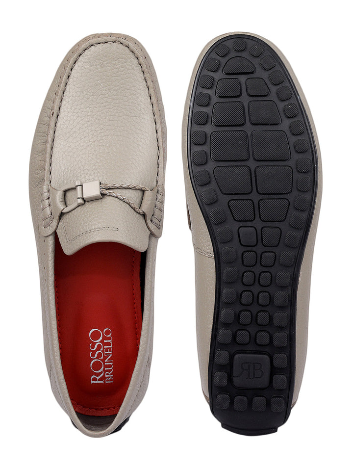 Grey Moccasins with Braided Accent