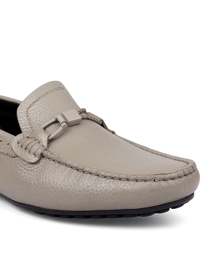 Grey Moccasins with Braided Accent