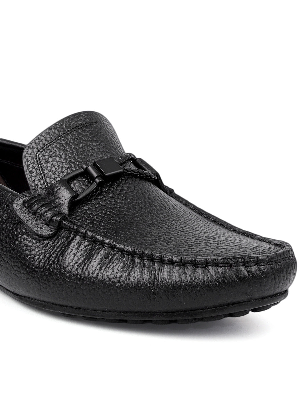 Black Moccasins with Braided Accent