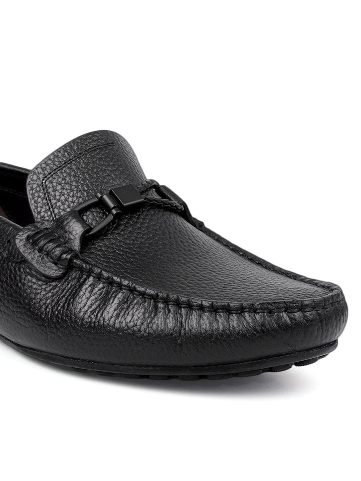 Black Moccasins with Braided Accent