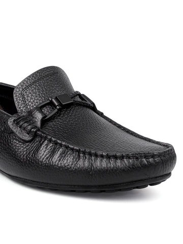 Black Moccasins with Braided Accent