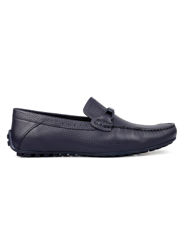 Blue Moccasins with Braided Accent
