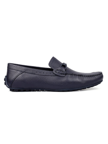 Blue Moccasins with Braided Accent