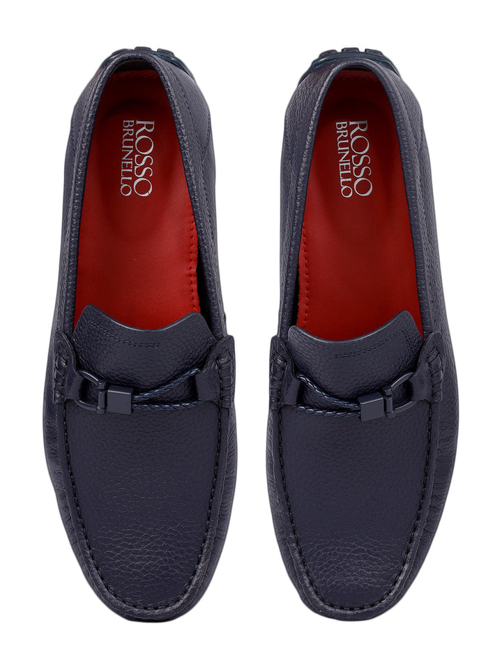 Blue Moccasins with Braided Accent