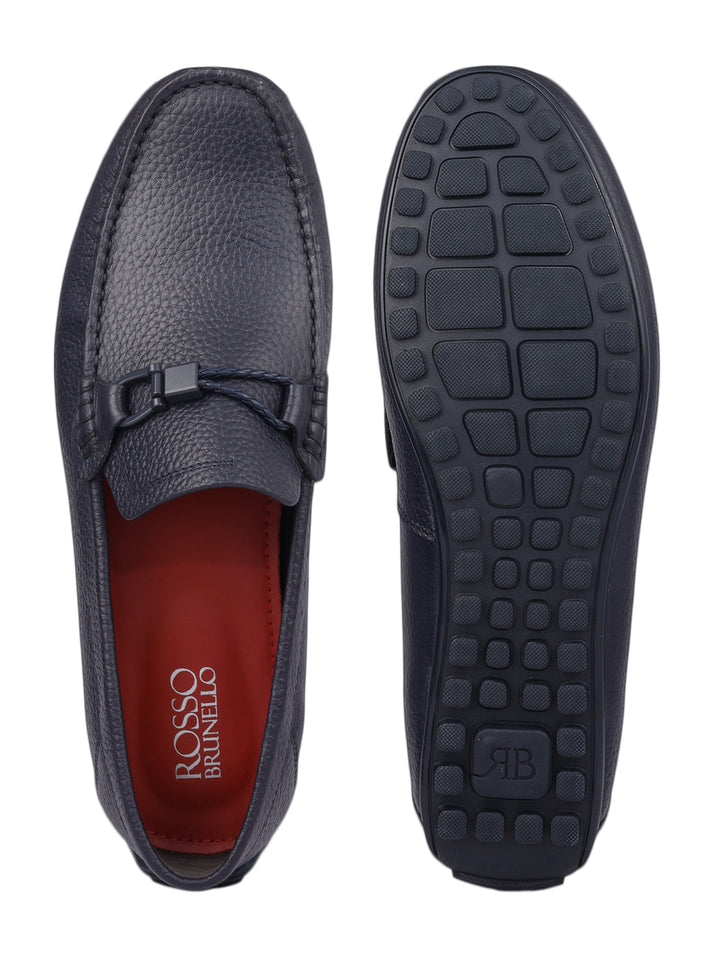 Blue Moccasins with Braided Accent
