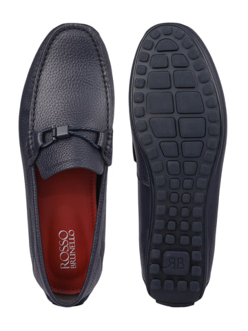 Blue Moccasins with Braided Accent