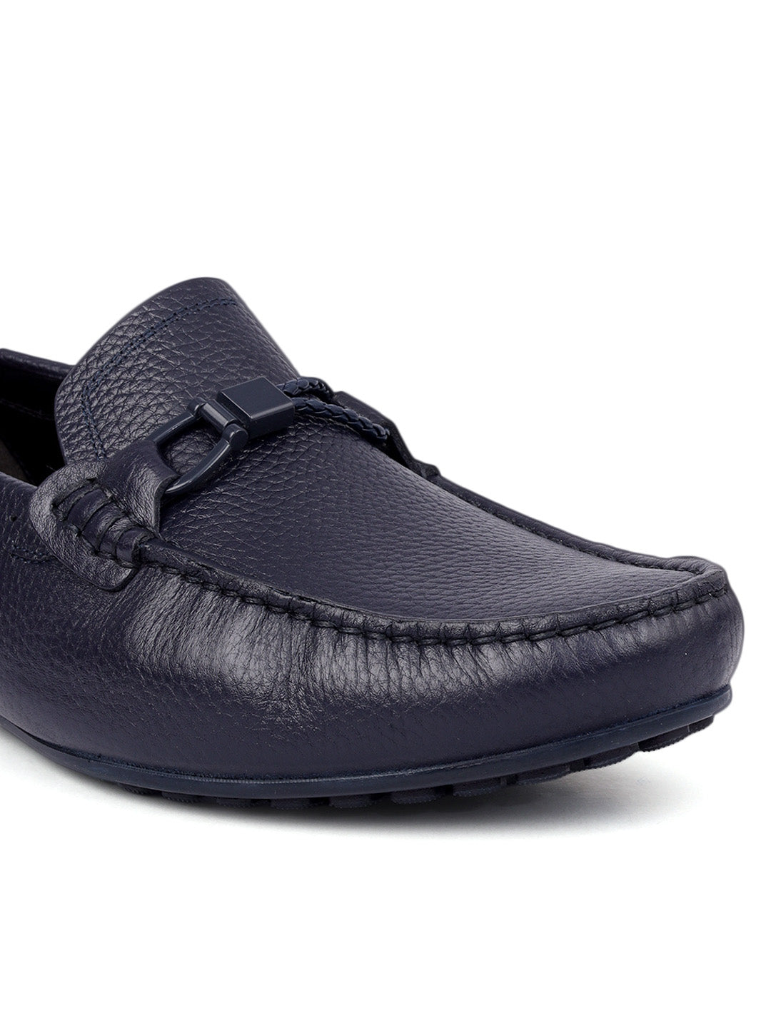 Blue Moccasins with Braided Accent